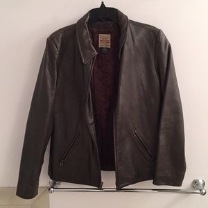 Abercrombie & Fitch brown leather jacket